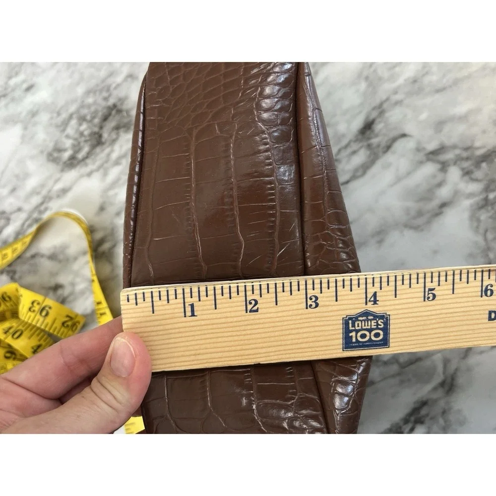 Axcess Croc Embossed Y2K Vtg Brown Shoulder Bag Buckle Zip